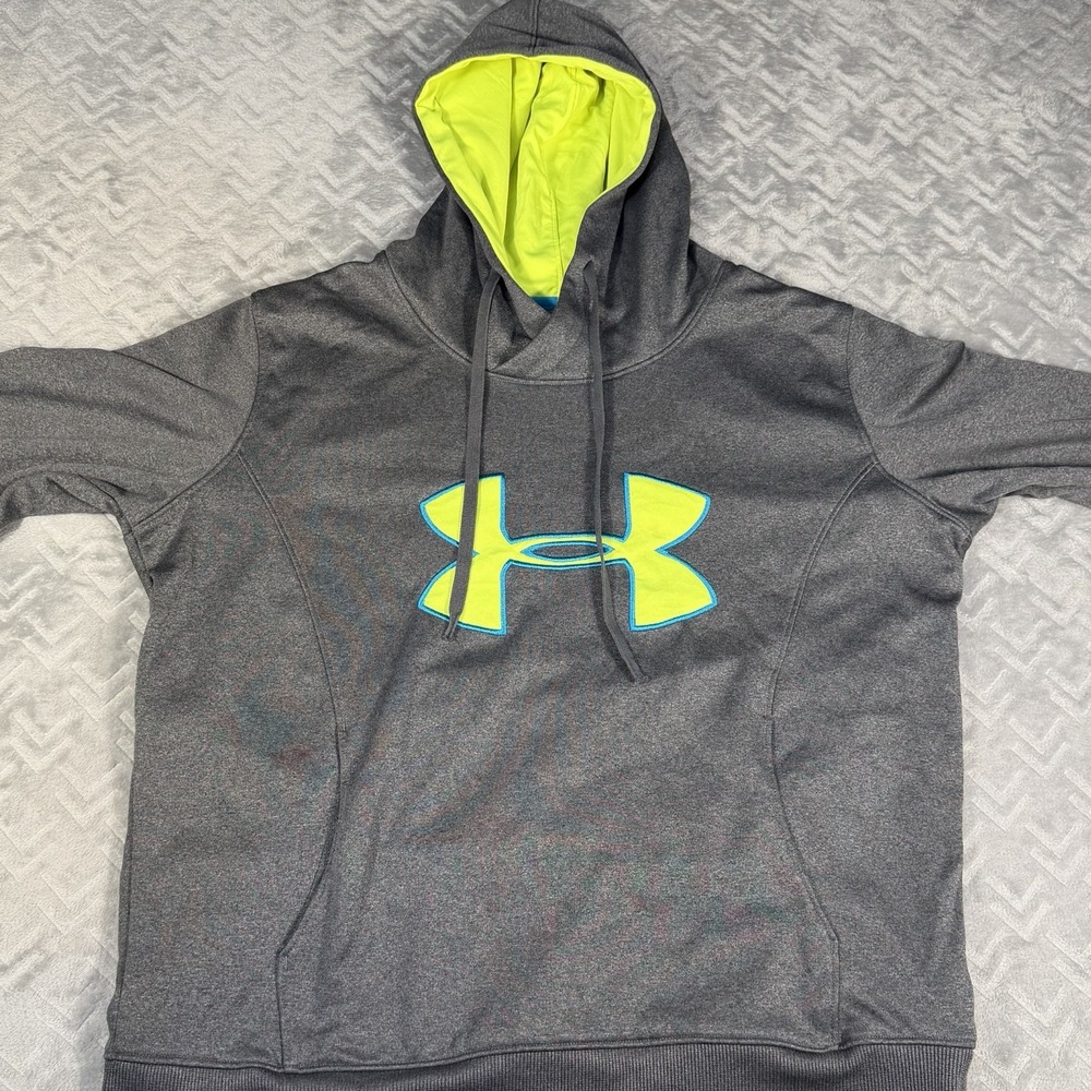 Under Armour UA Storm Big Logo ColdGear Semi-Fitted Gray Hoodie Women's Large